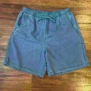 Vintage denim blue jorts with drawstring